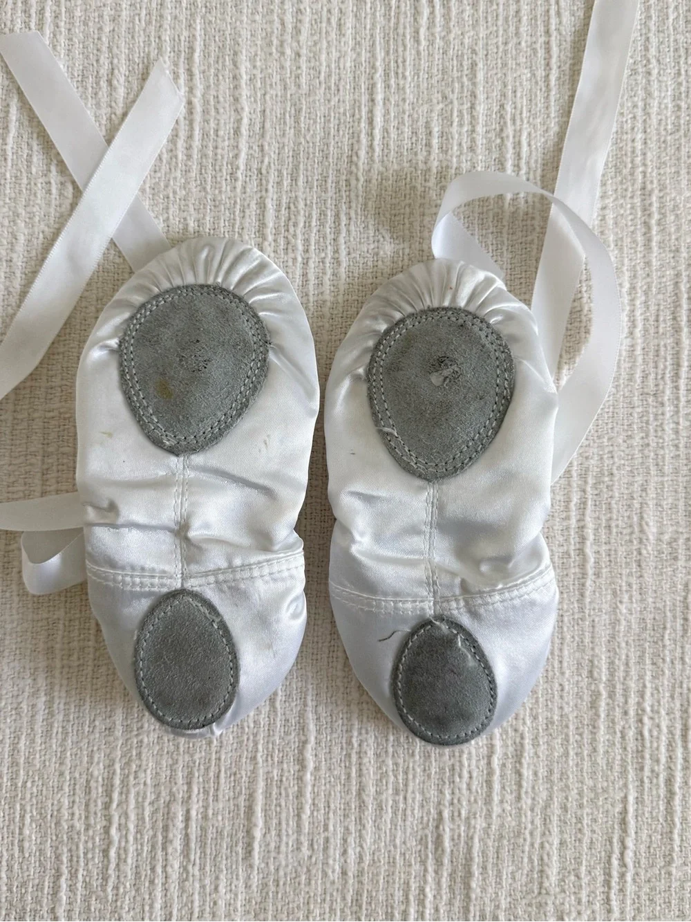 White Satin Ballet Tie Shoes for Kids